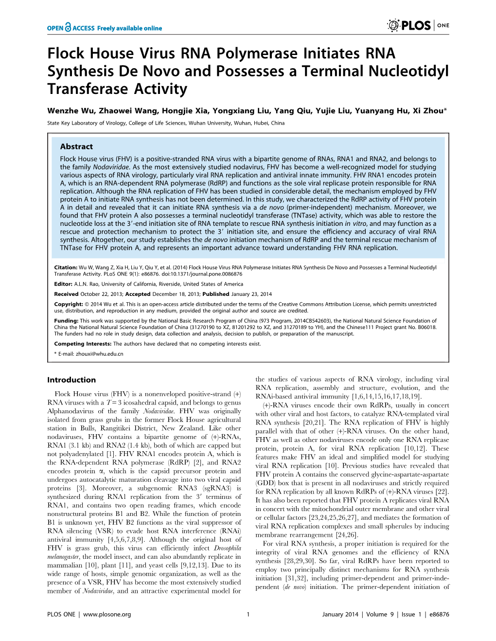 Flock House Virus RNA Polymerase Initiates RNA Synthesis De Novo and Possesses a Terminal Nucleotidyl Transferase Activity