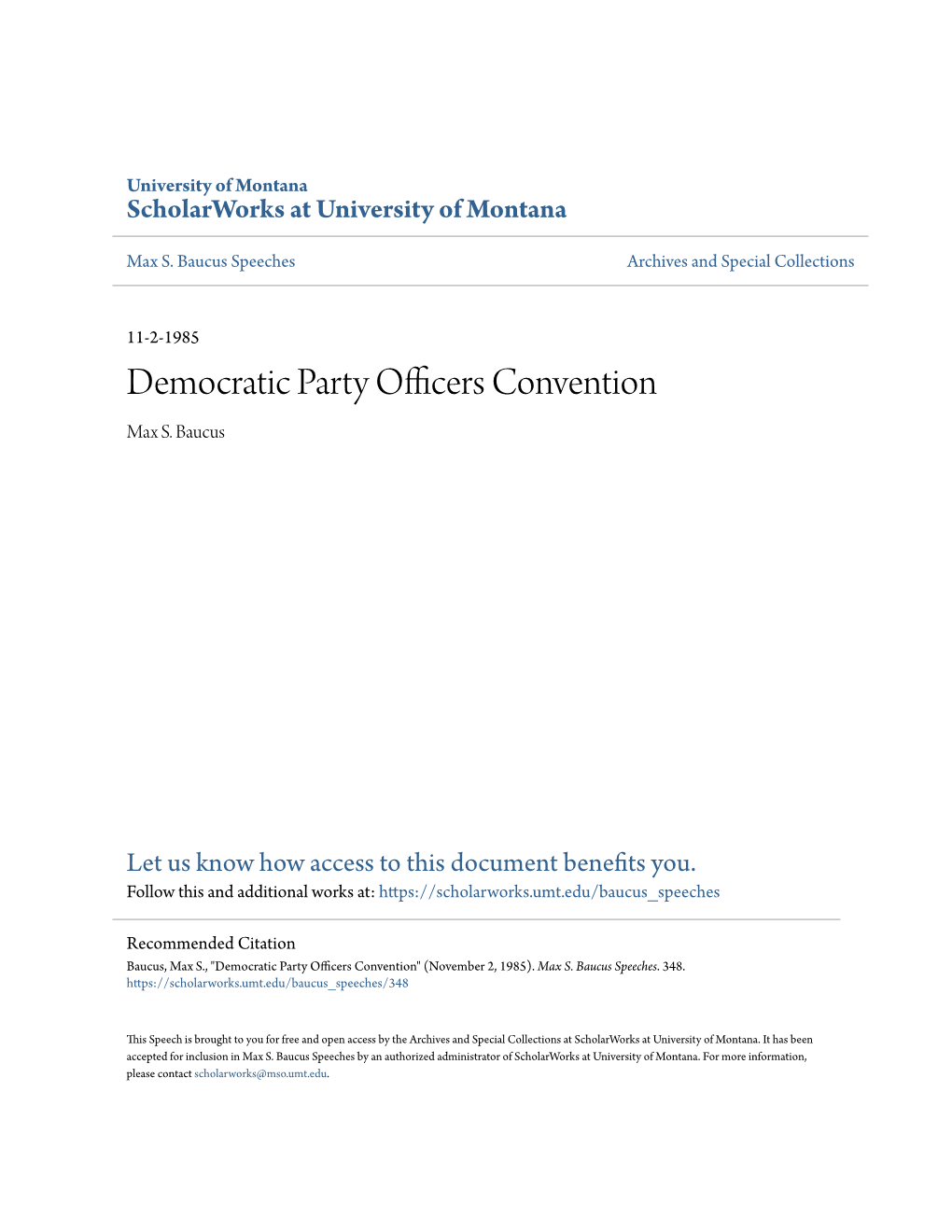 Democratic Party Officers Convention Max S