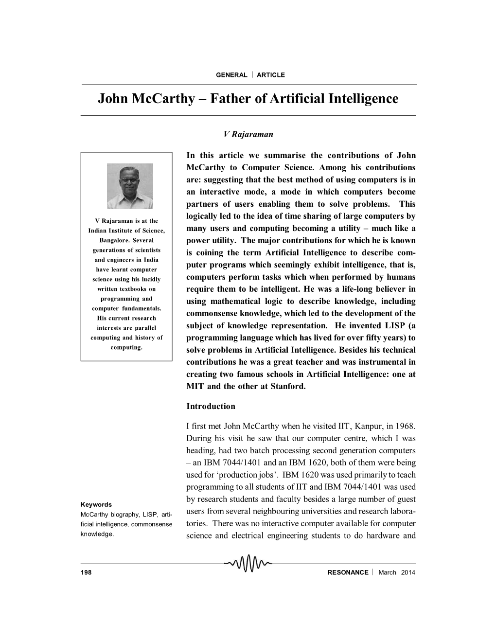 John Mccarthy – Father of Artificial Intelligence