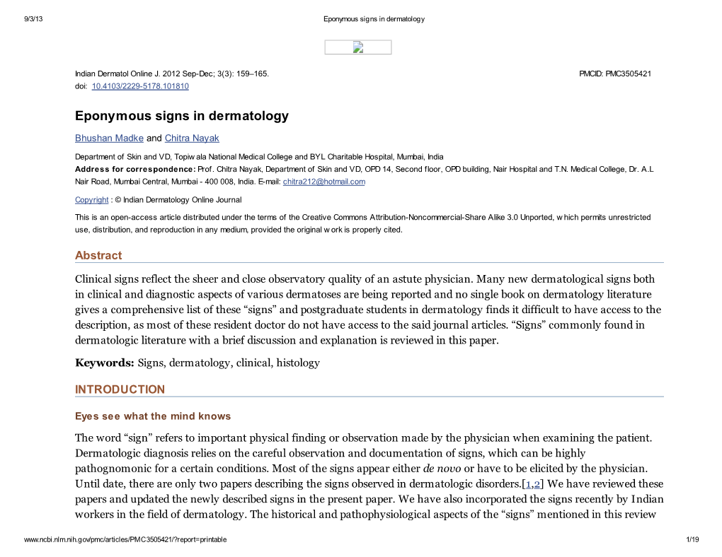 Eponymous Signs in Dermatology