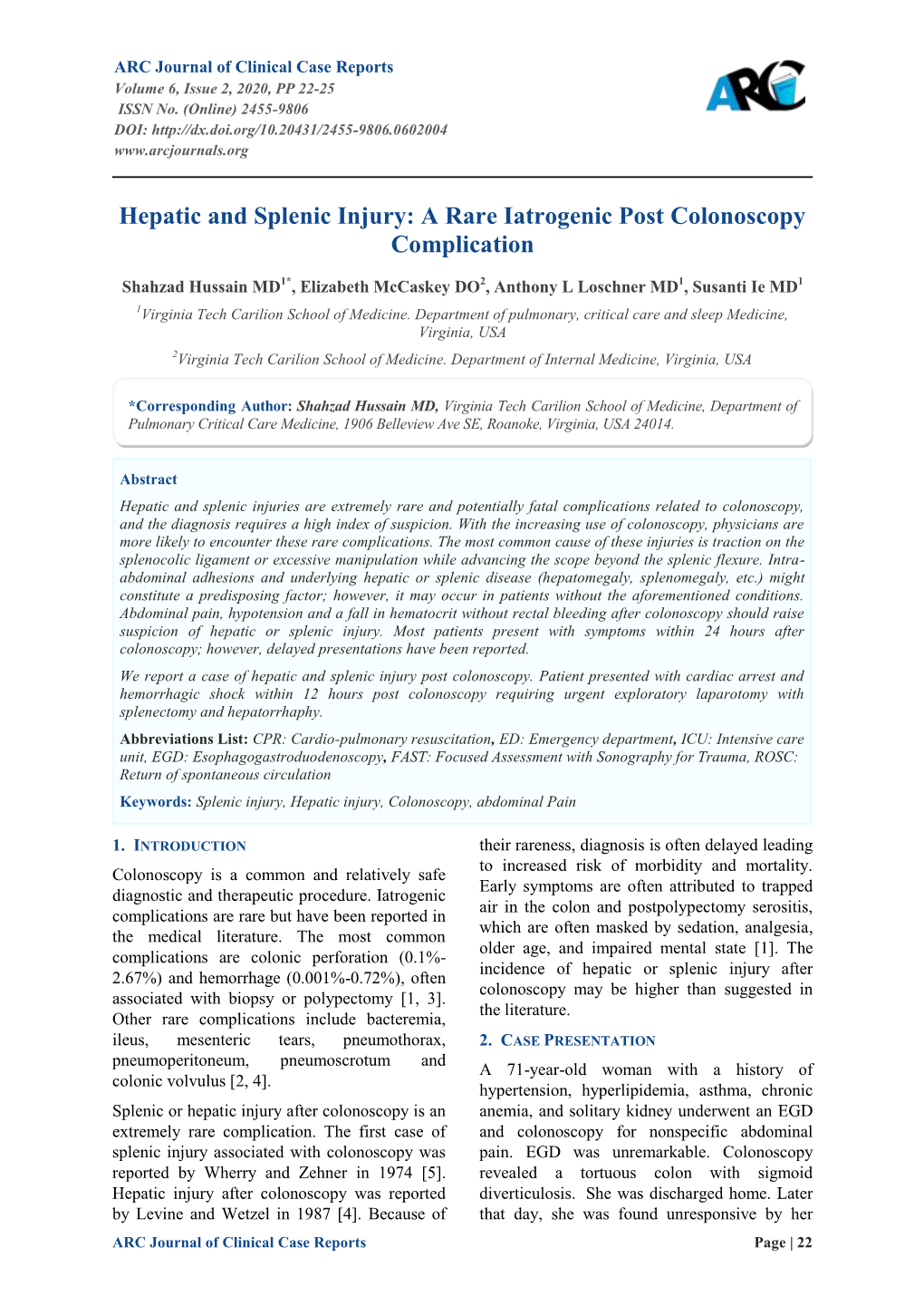 Hepatic and Splenic Injury: a Rare Iatrogenic Post Colonoscopy Complication