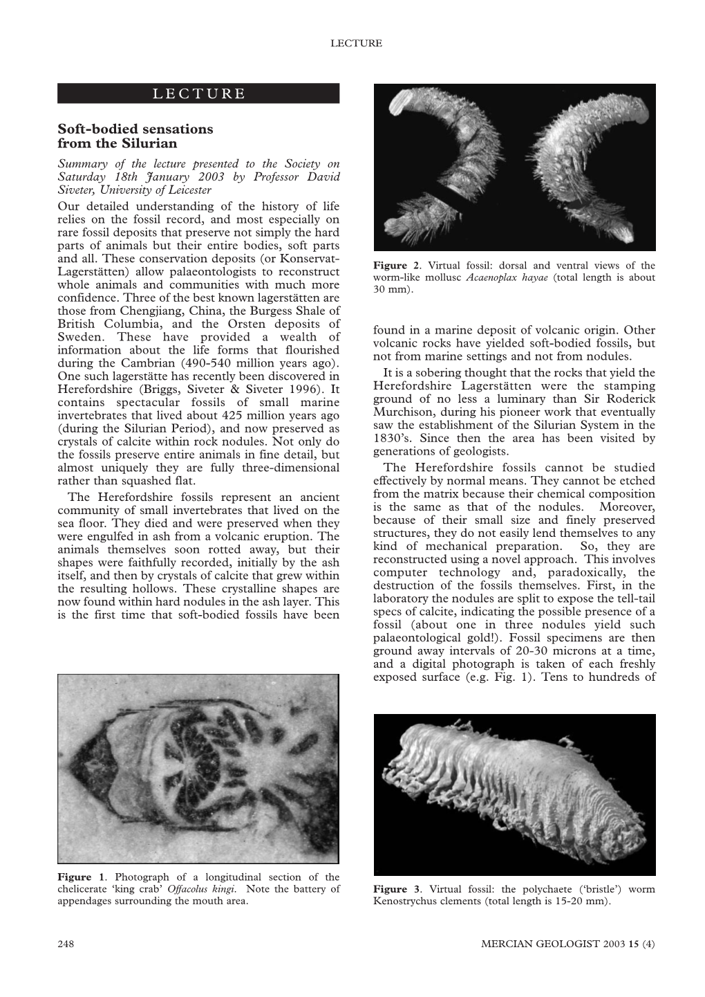 Soft-Bodied Sensations from the Silurian LECTURE