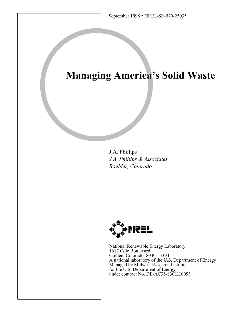 Managing America™S Solid Waste