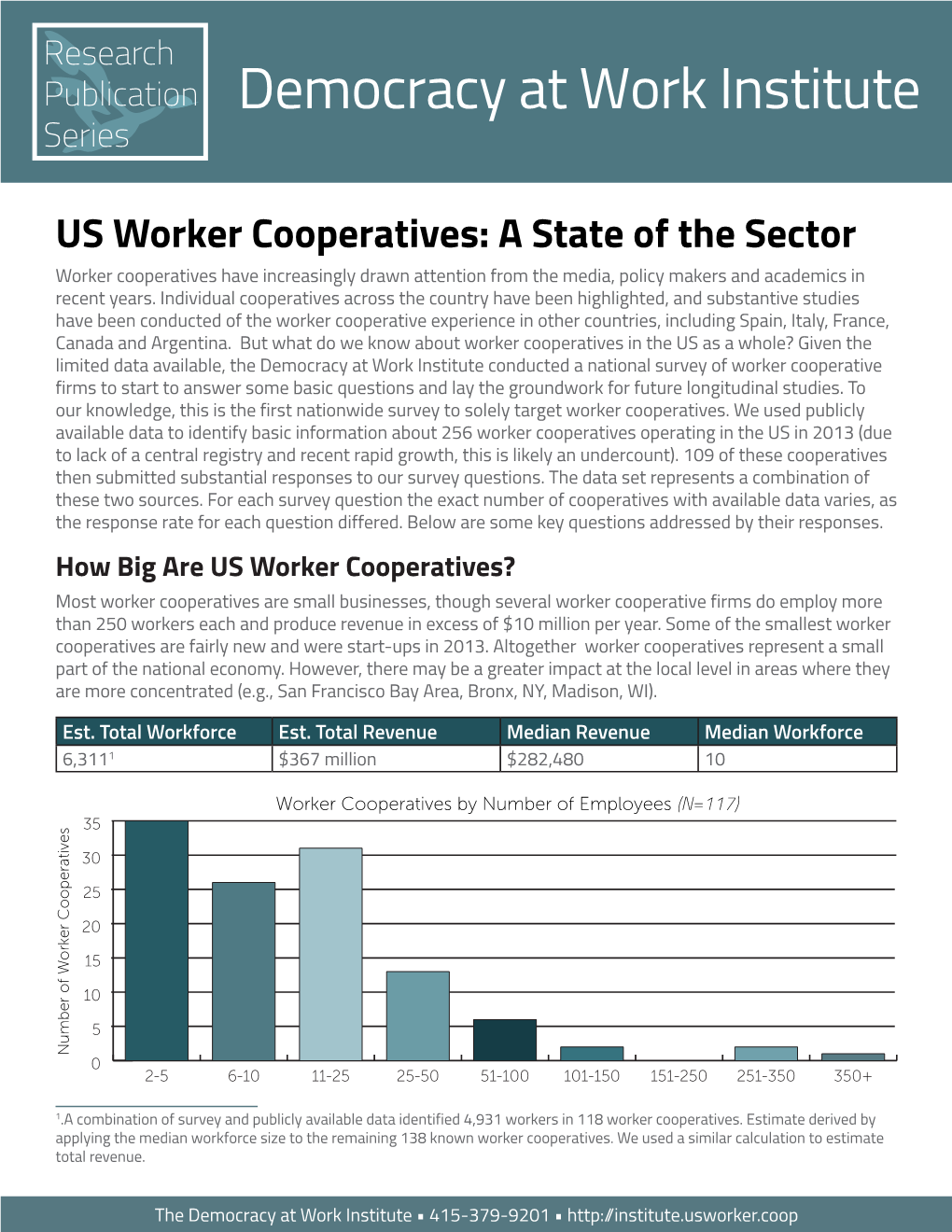US Worker Cooperatives: a State of the Sector Worker Cooperatives Have Increasingly Drawn Attention from the Media, Policy Makers and Academics in Recent Years