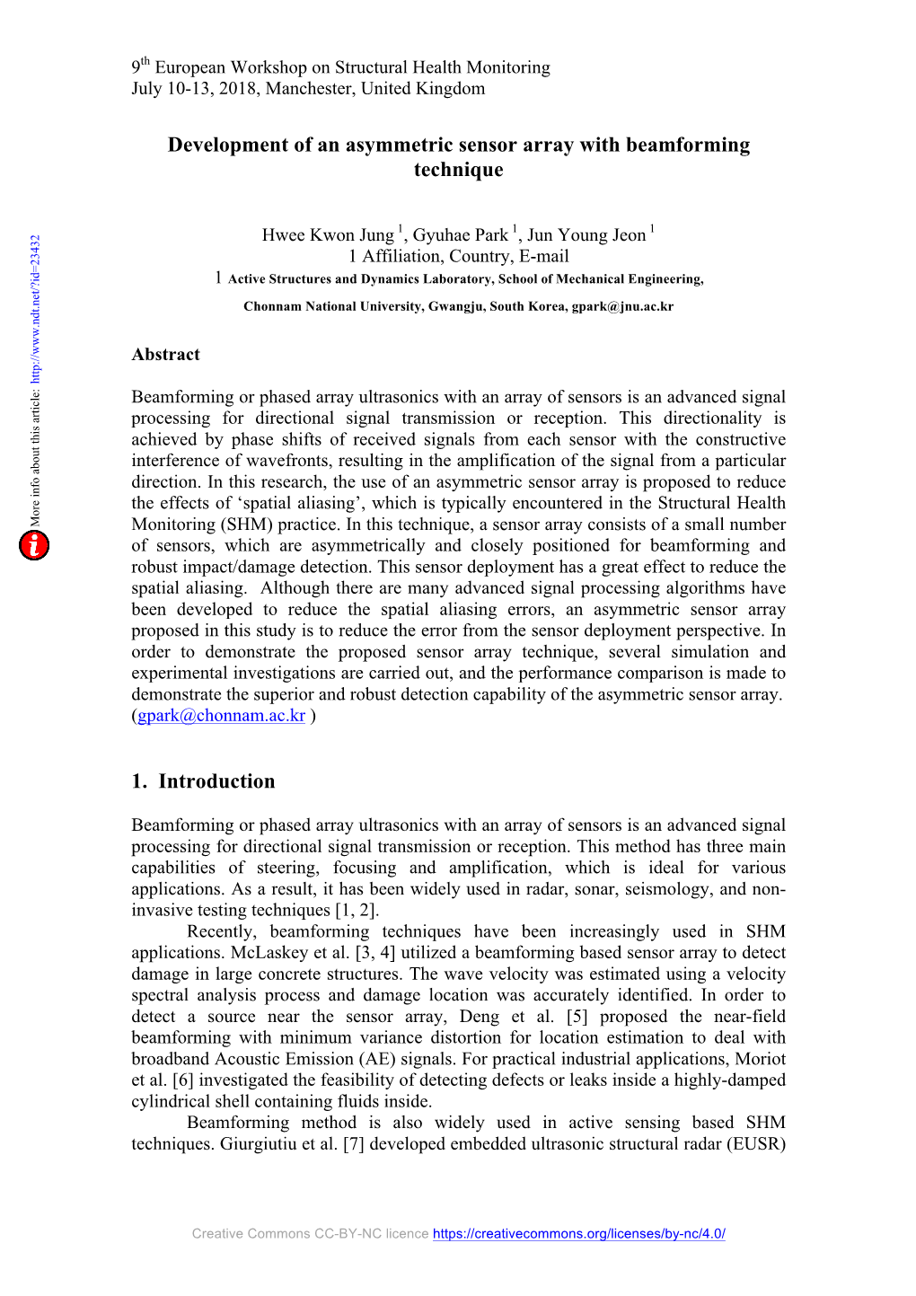 Development of an Asymmetric Sensor Array with Beamforming Technique