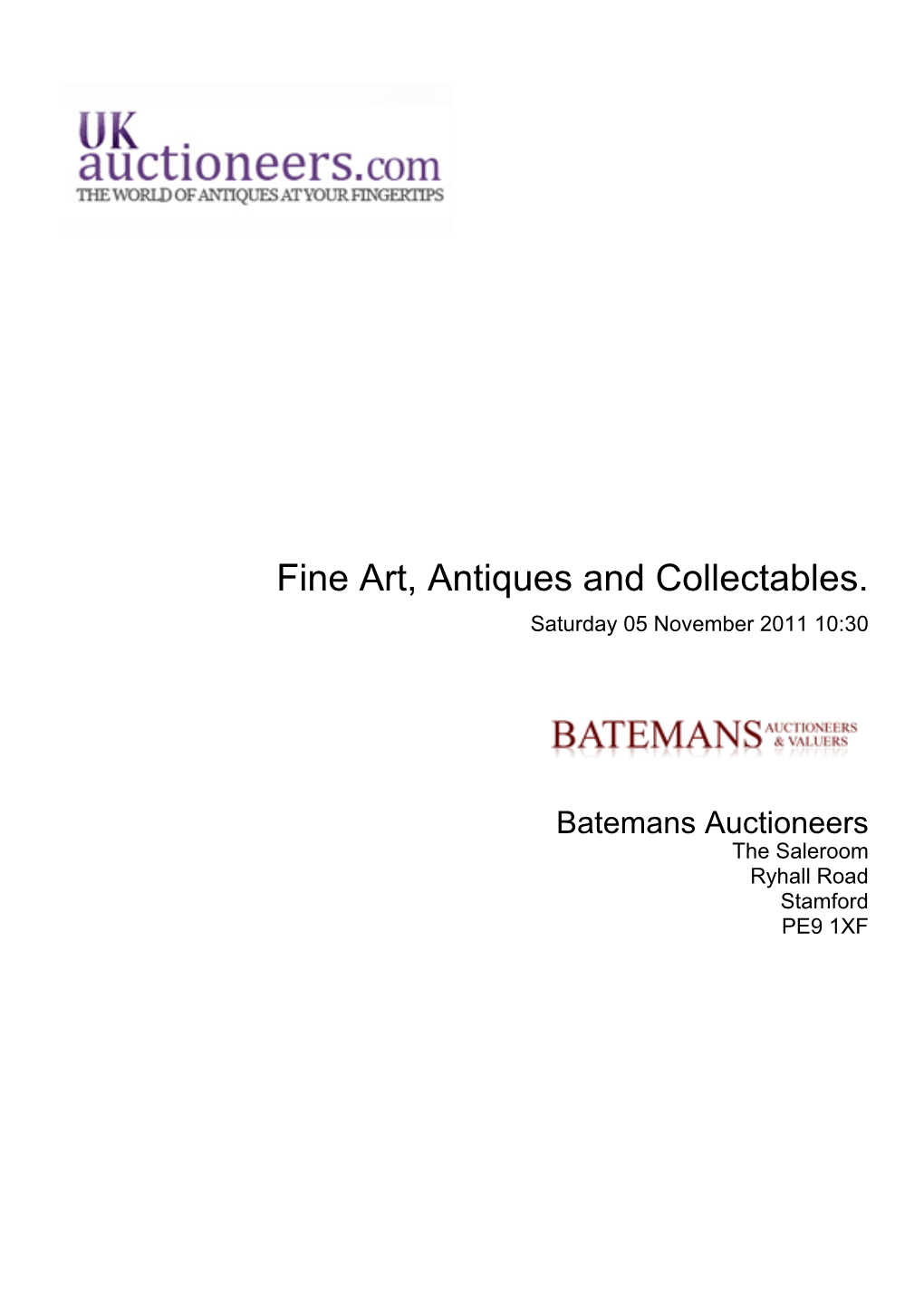Fine Art, Antiques and Collectables. Saturday 05 November 2011 10:30