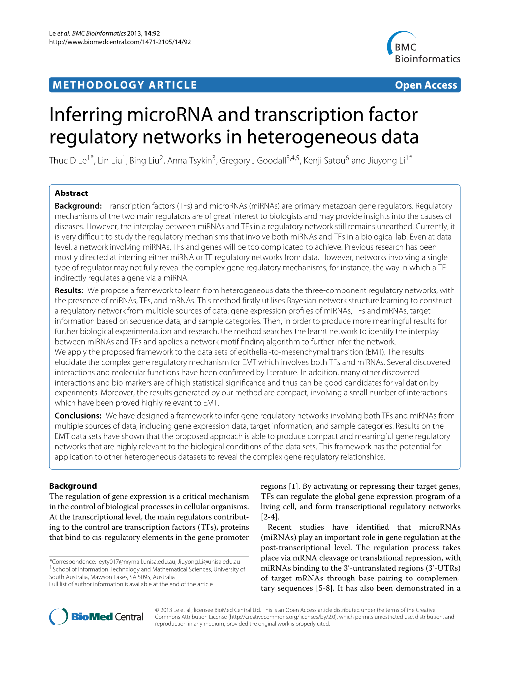 Inferring Microrna and Transcription Factor Regulatory Networks In