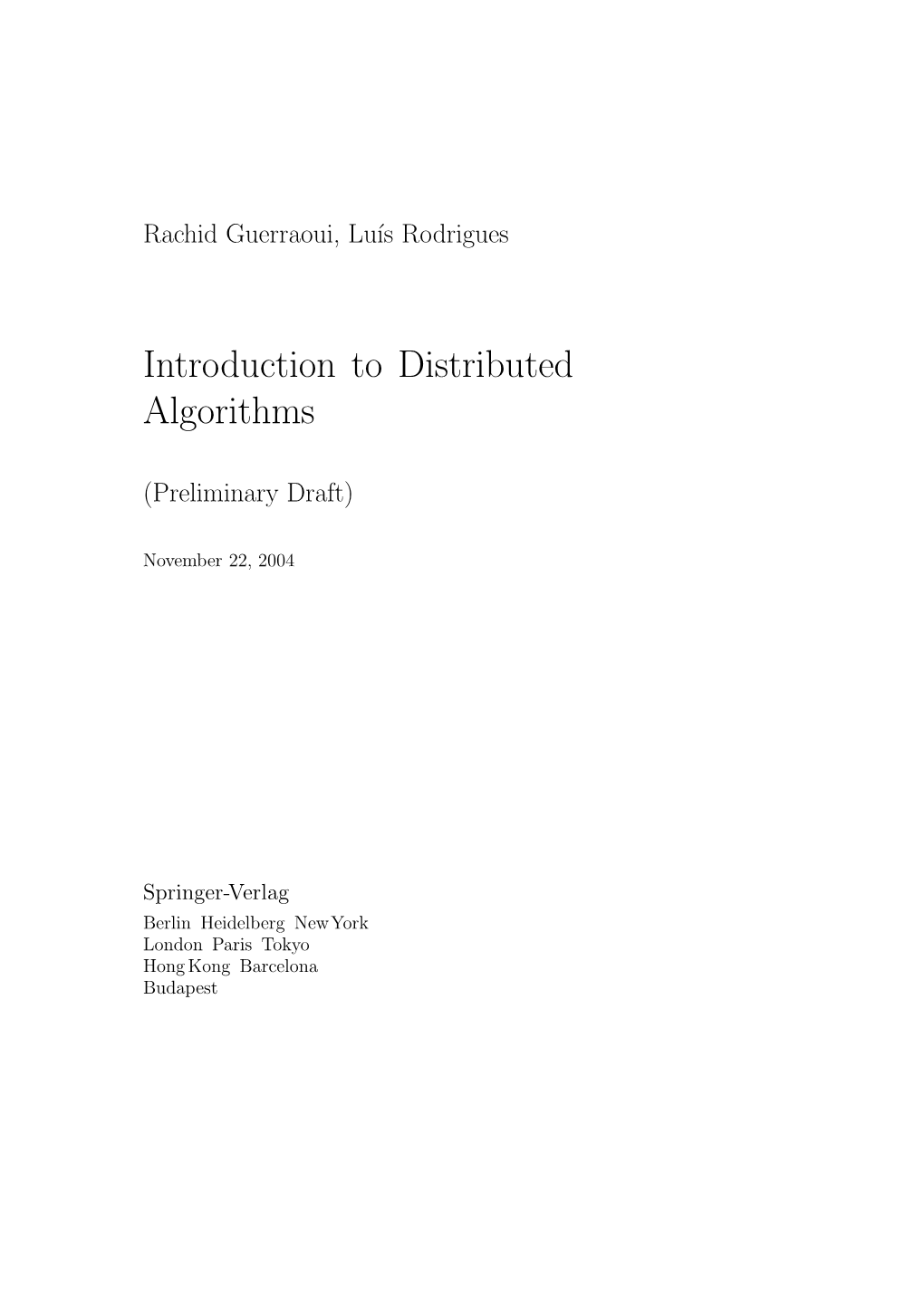 Introduction to Distributed Algorithms