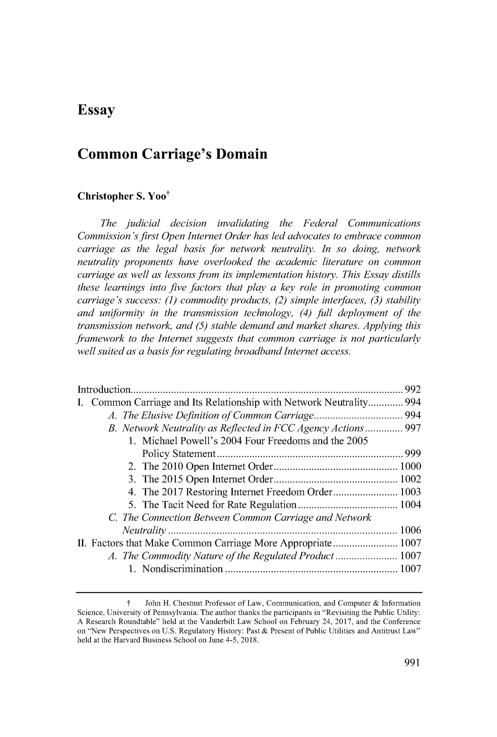 Common Carriage's Domain