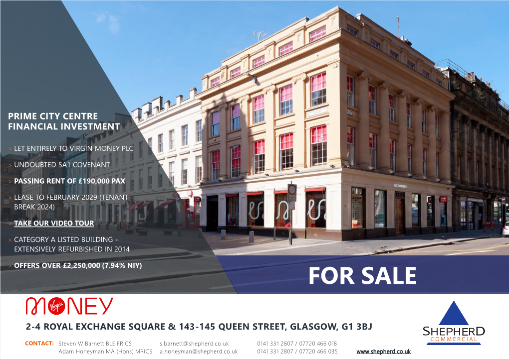 For Sale 2-4 Royal Exchange Square & 143-145 Queen Street
