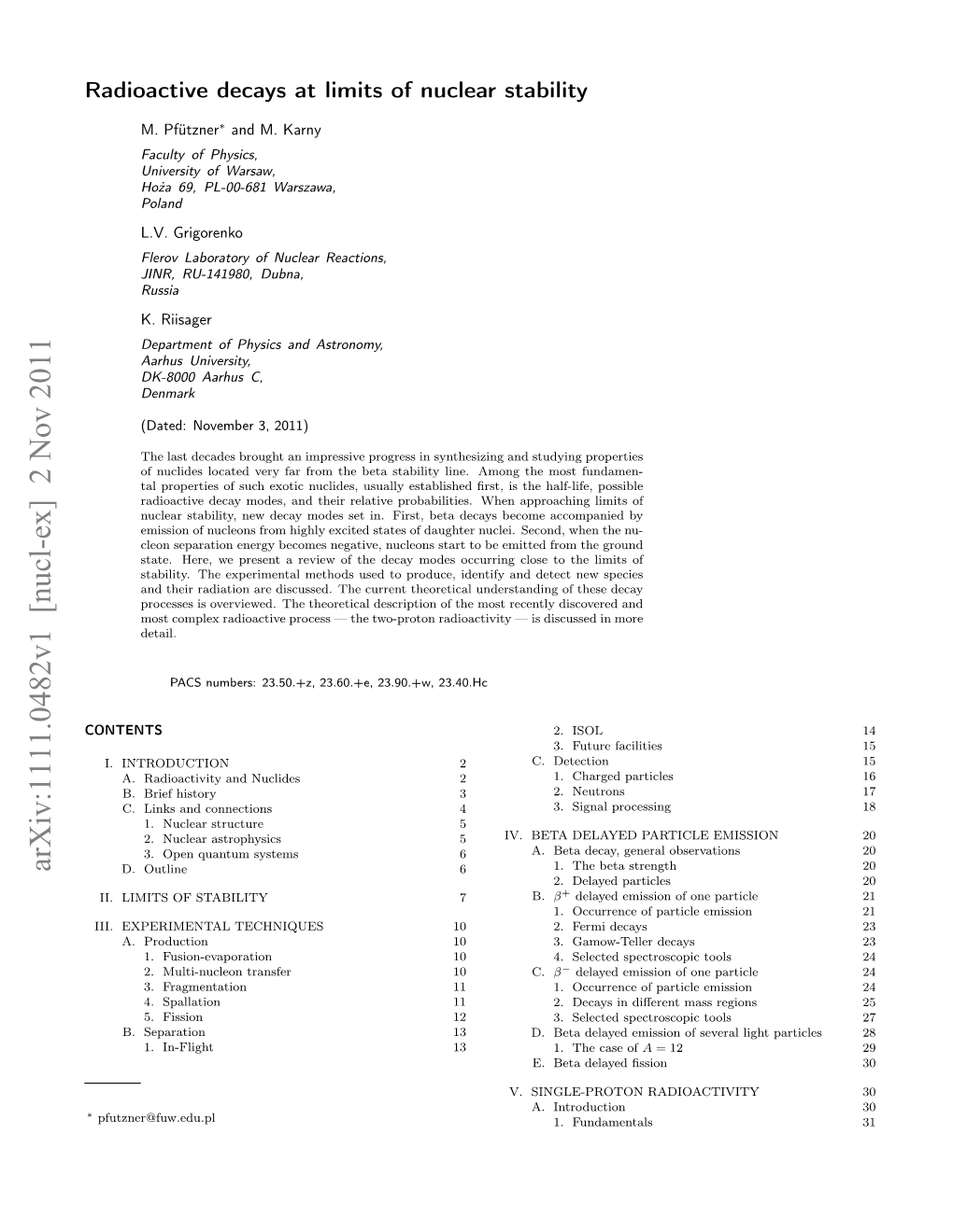 Arxiv:1111.0482V1 [Nucl-Ex] 2 Nov 2011 D