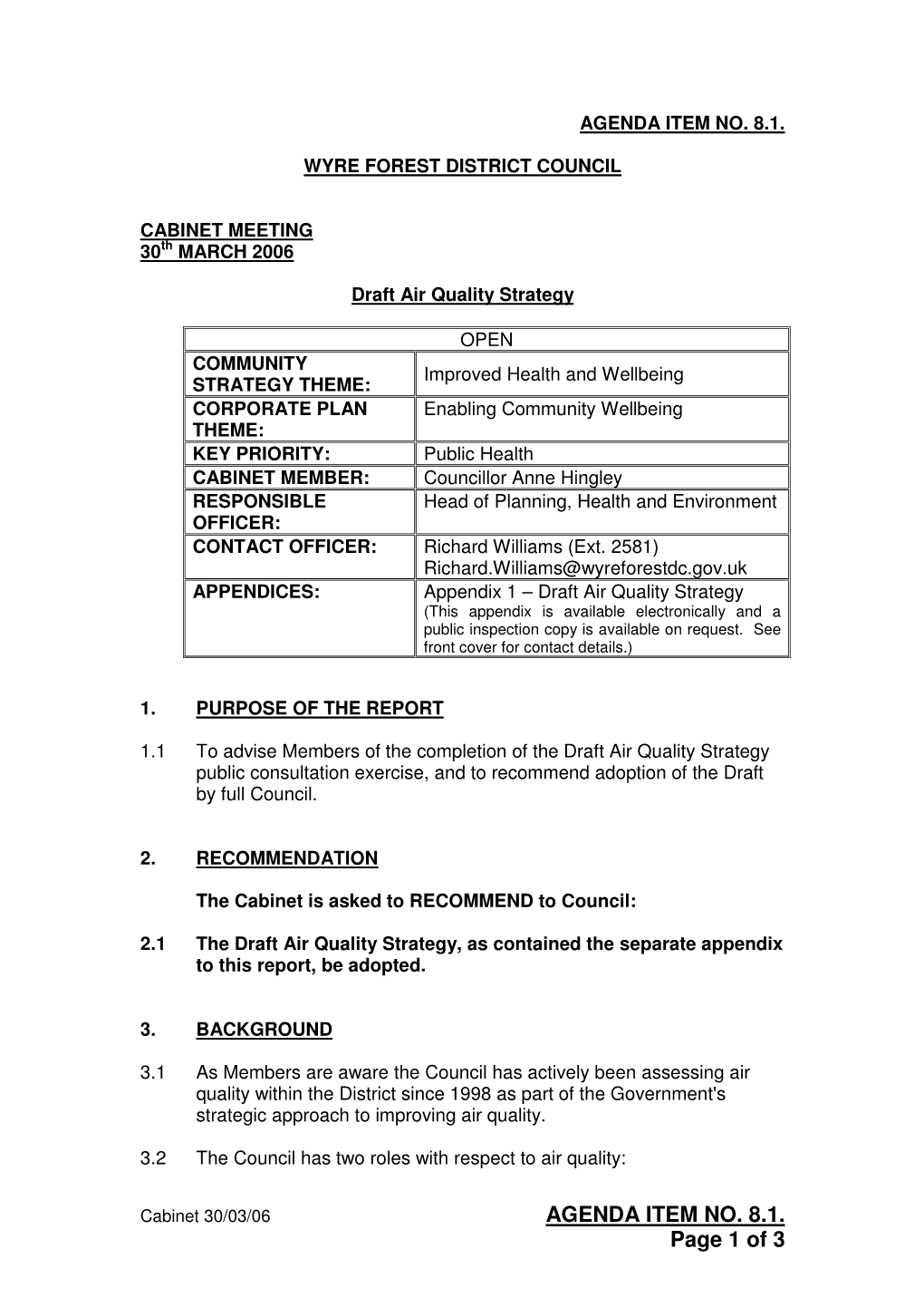 Cabinet Report Œ the Fluvial River Severn Flood Risk Management