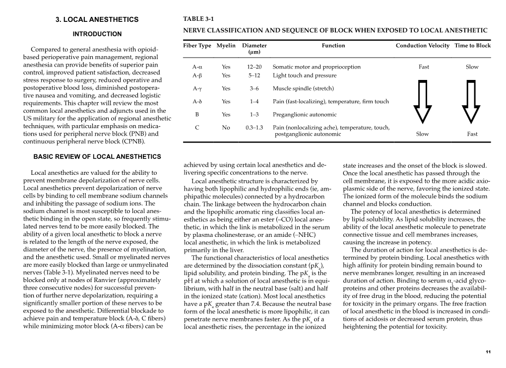 Local Anesthetics Table 3-1