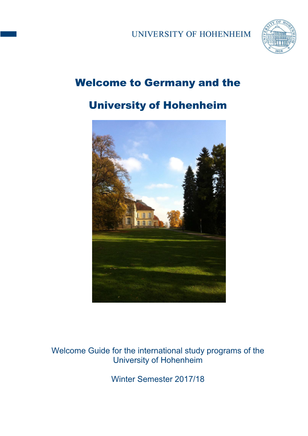 Welcome to Germany and the University of Hohenheim