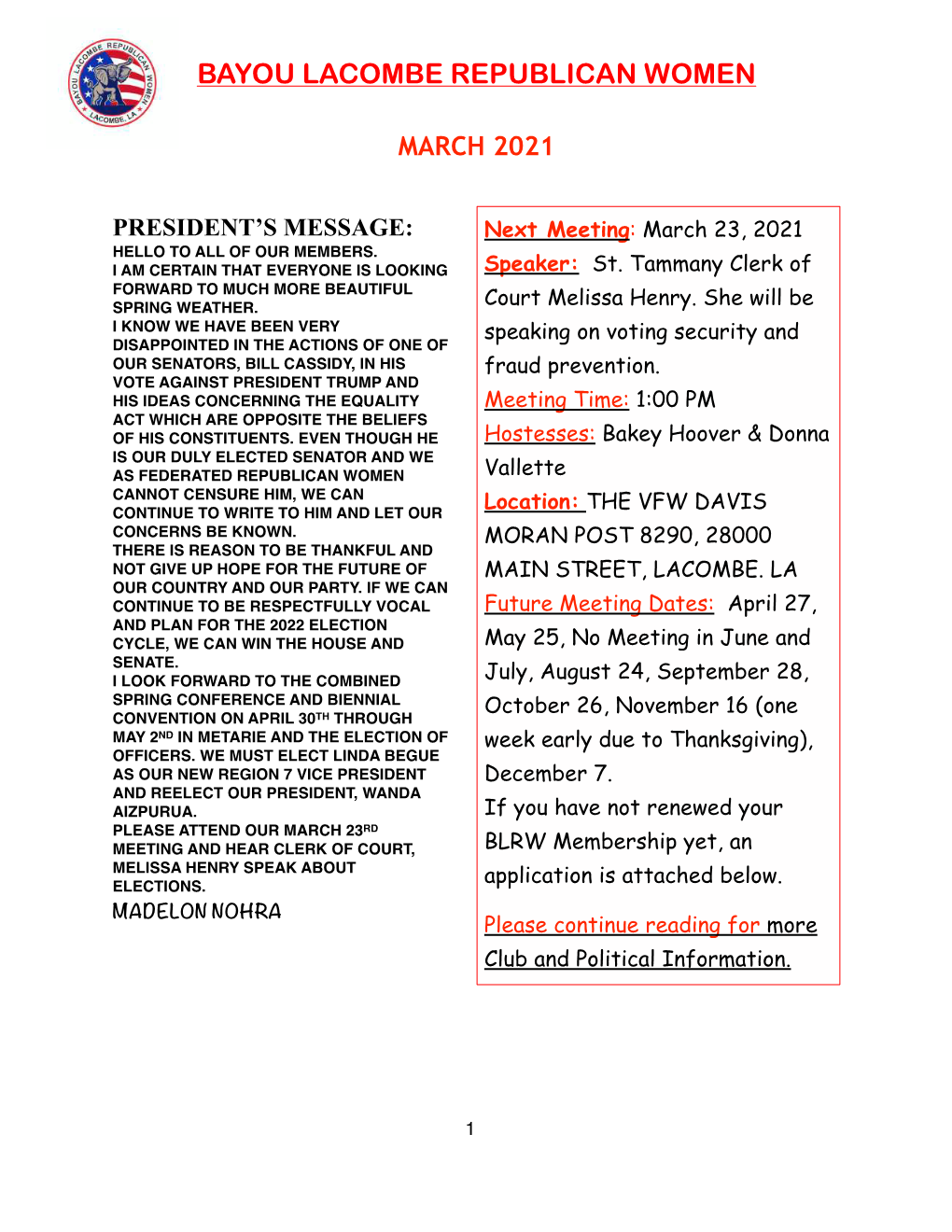 Newsletter March 2021