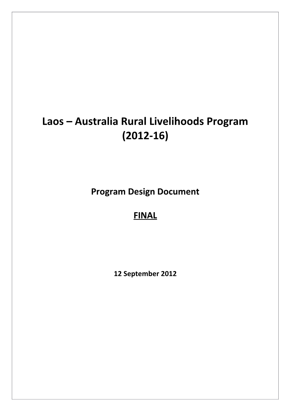 Laos Australia Rural Livelihoods Program