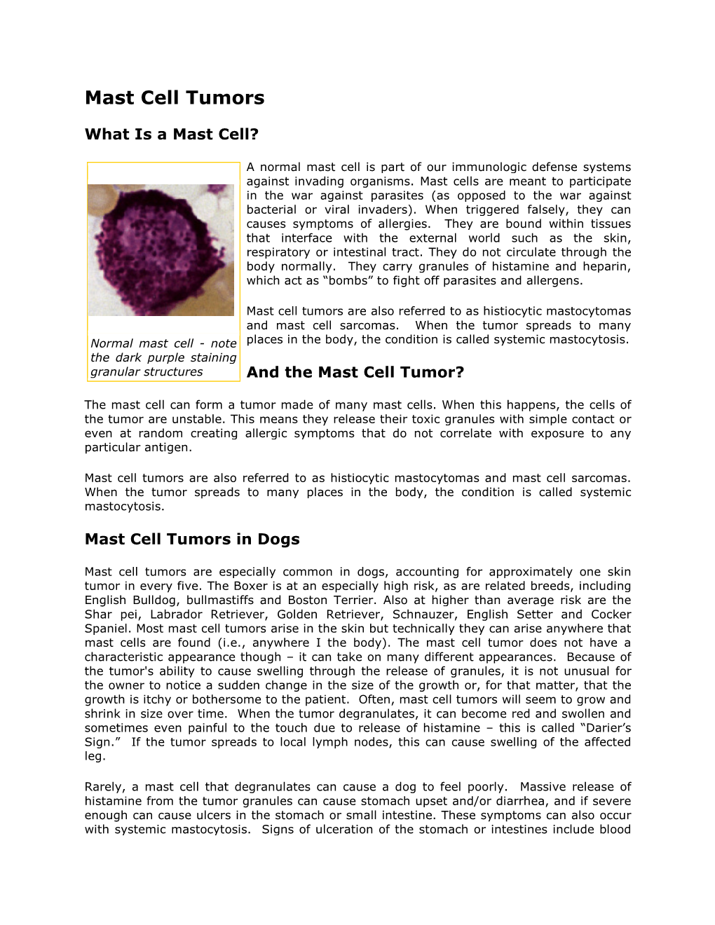 Mast Cell Tumors