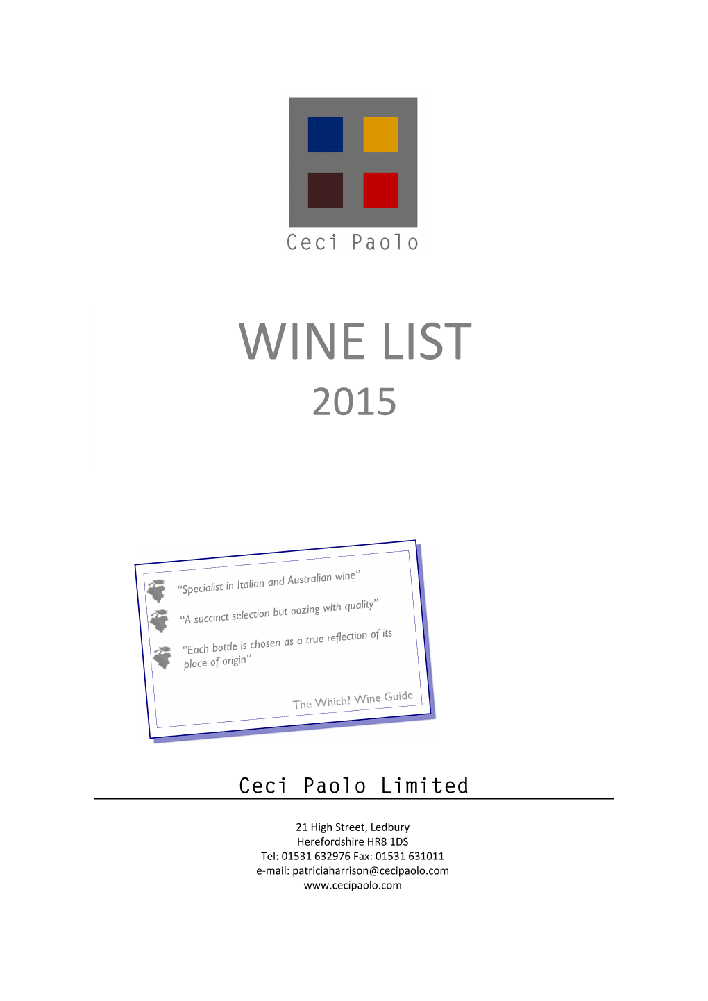 Wine List 2015