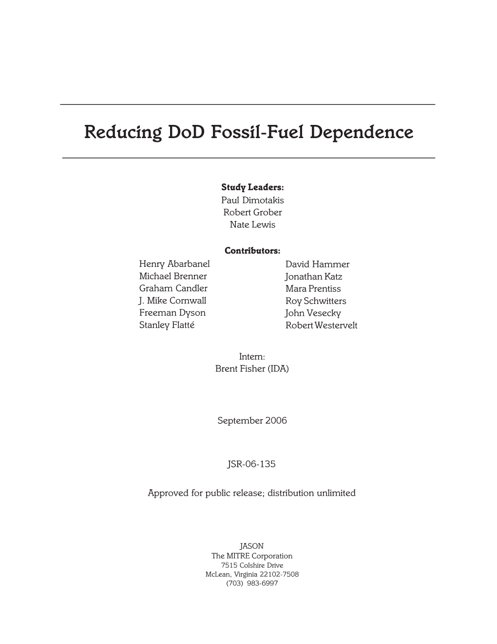 Reducing Dod Fossil-Fuel Dependence