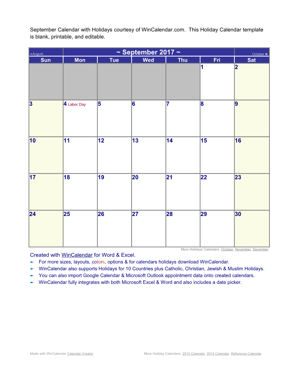 Created with Wincalendar for Word & Excel