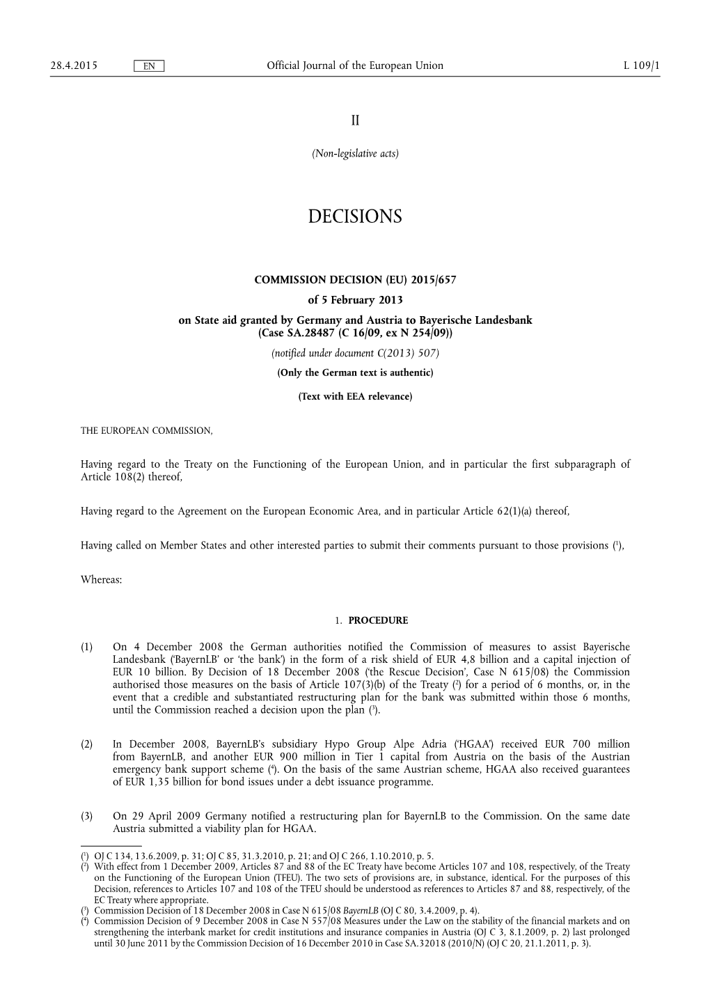 Commission Decision (Eu) 2015
