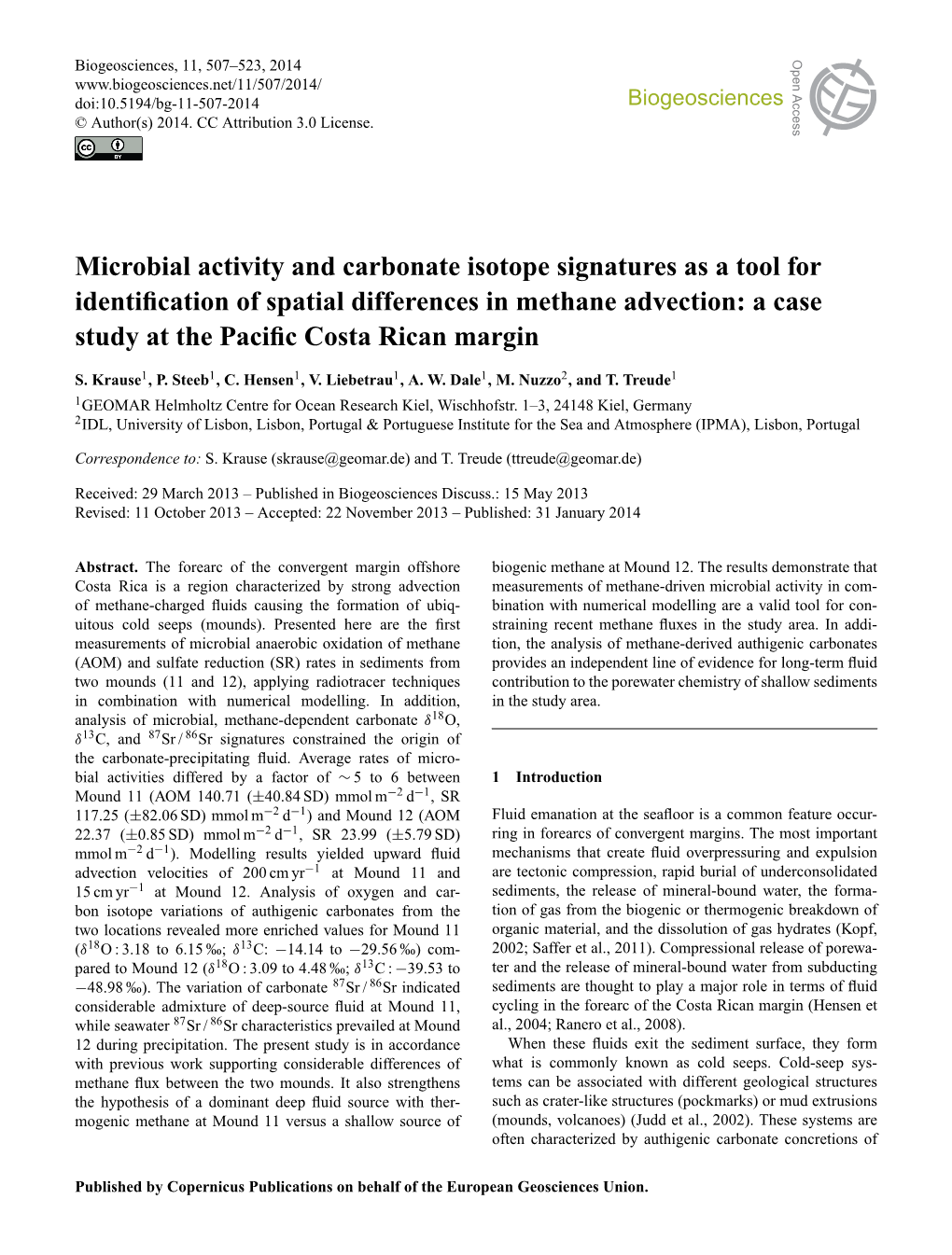 Article Is of the Costa Rica Convergent Margin, Terra Nova, 14, 69–79, Available Online at 2002