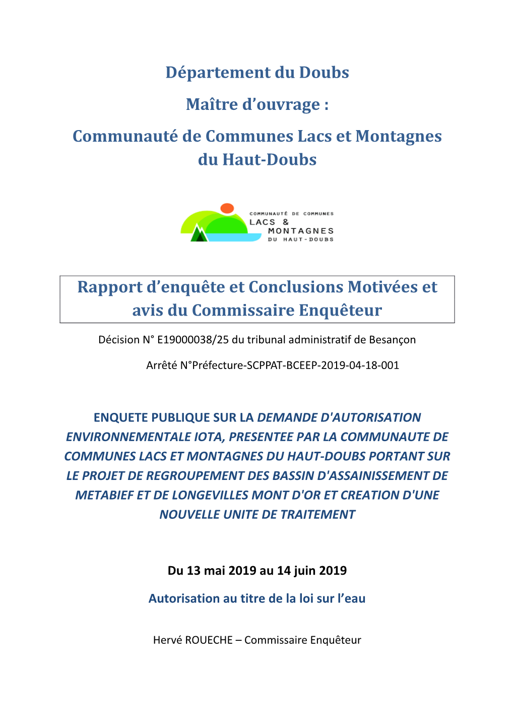 Communauté De Communes Lacs Et Montagnes Du Haut-Doubs Rapport
