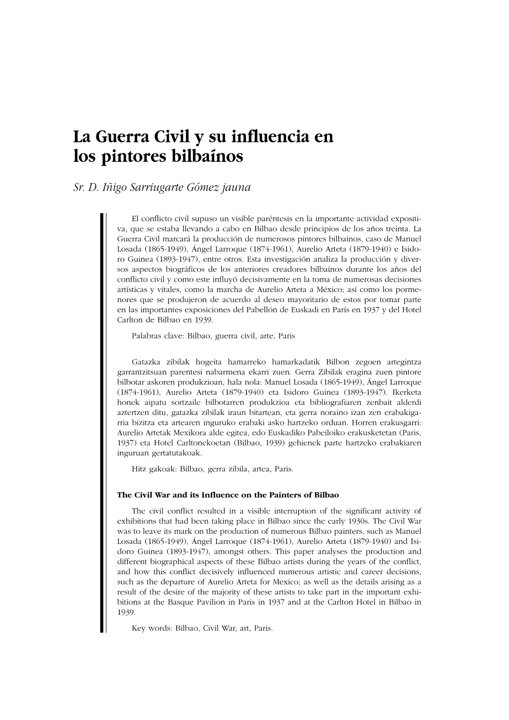 La Guerra Civil Y Su Influencia En Los Pintores Bilbaínos