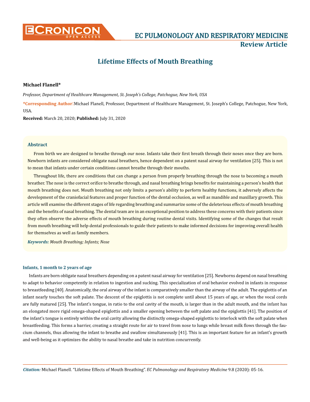 Cronicon OPEN ACCESS EC PULMONOLOGY and RESPIRATORY MEDICINE Review Article