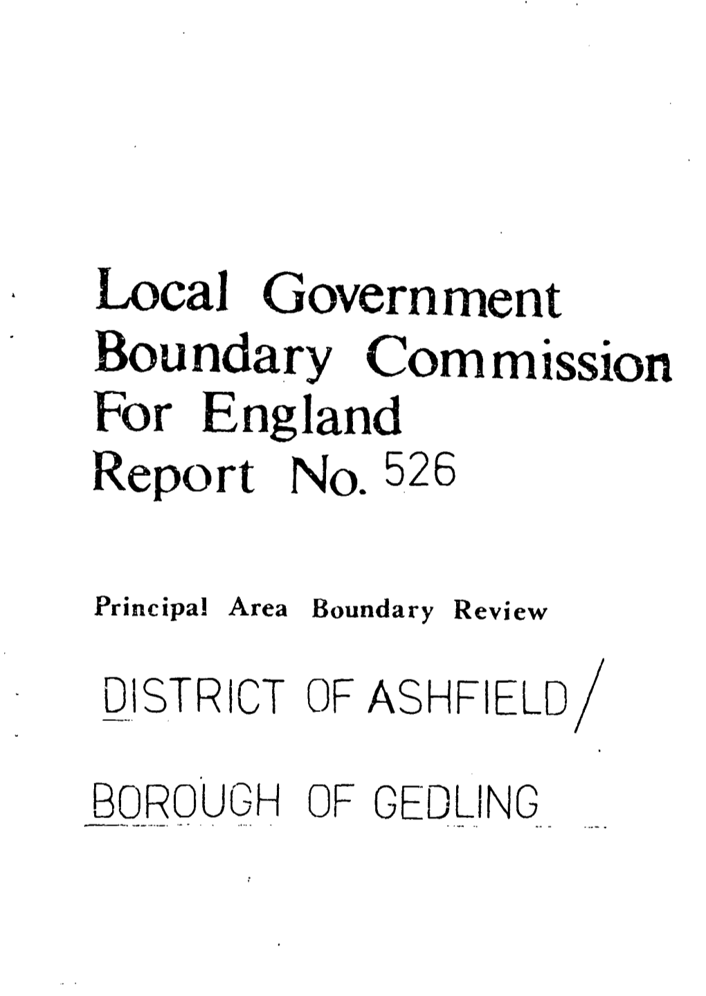 Boundary Commission for England Report No. 526