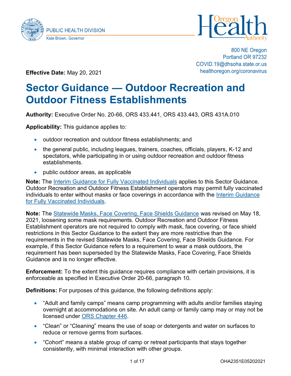 Outdoor Recreation and Outdoor Fitness Establishments
