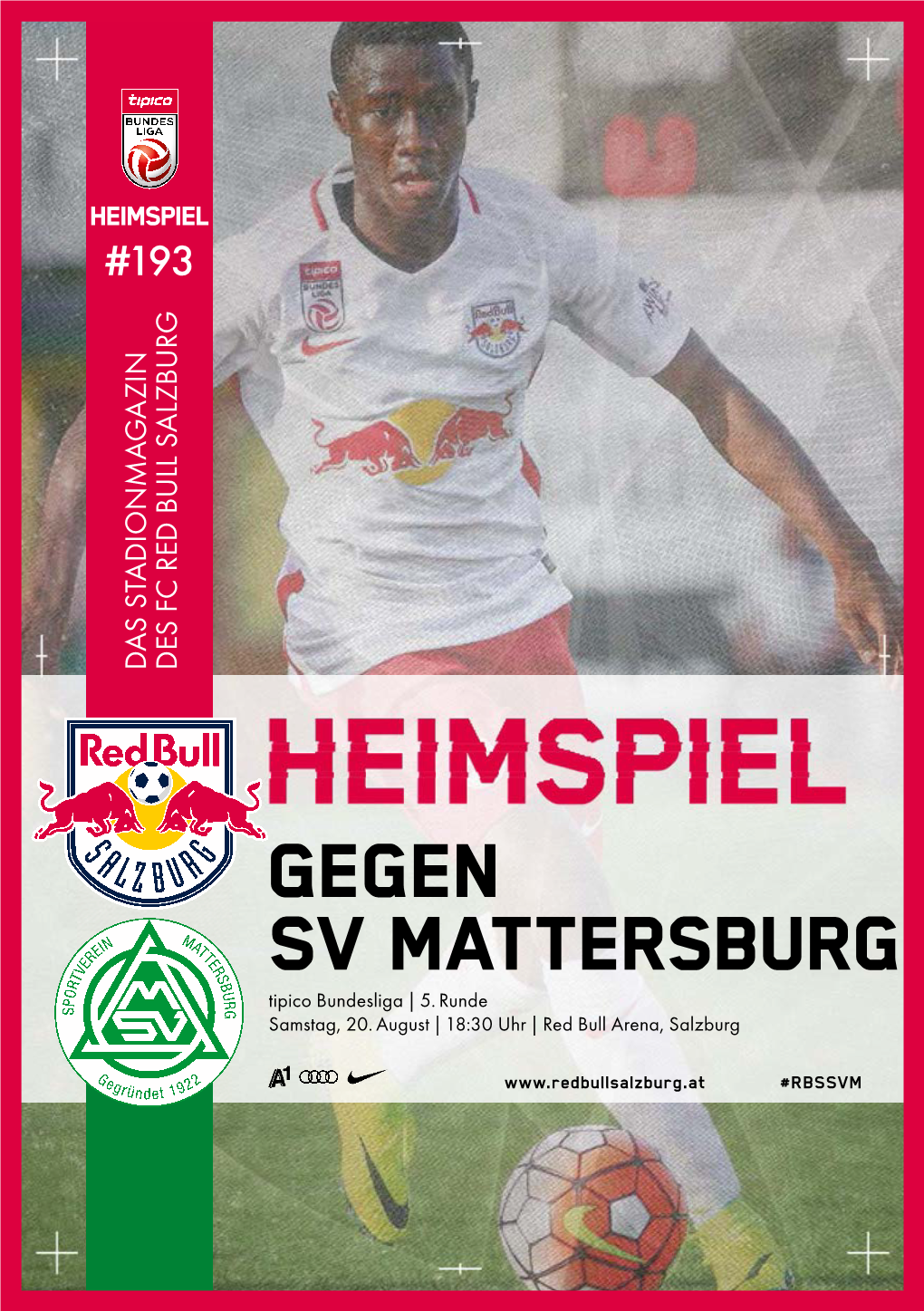 193 SVM Cover 1 Heimspiel #193 DAS STADIONMAGAZIN DES FC RED BULL SALZBURG Gegen Tipico Tipico Bundesliga Samstag, 20