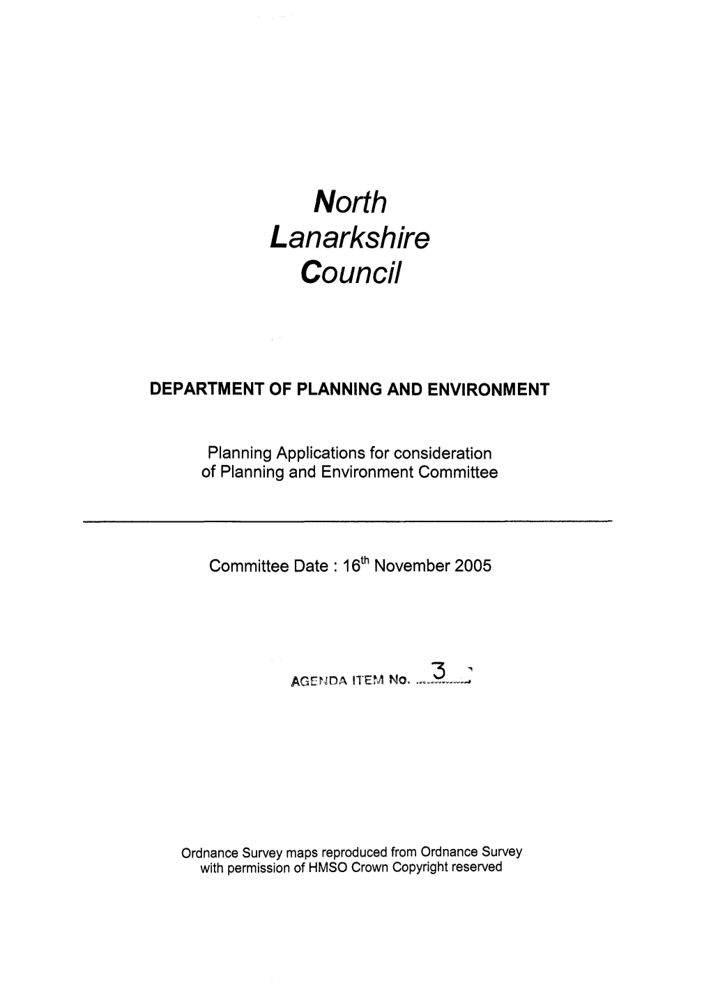 North Lanarkshire Council DEPARTMENT of PLANNING