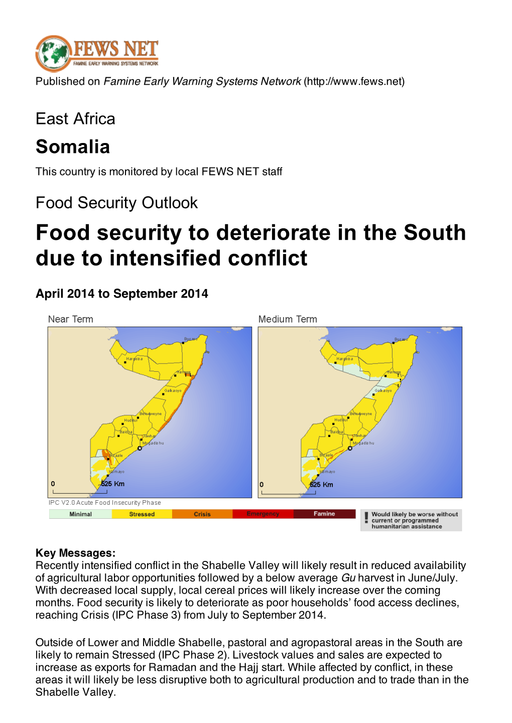 Food Security to Deteriorate in the South Due to Intensified Conflict
