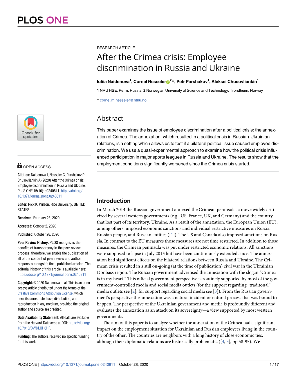 After the Crimea Crisis: Employee Discrimination in Russia and Ukraine