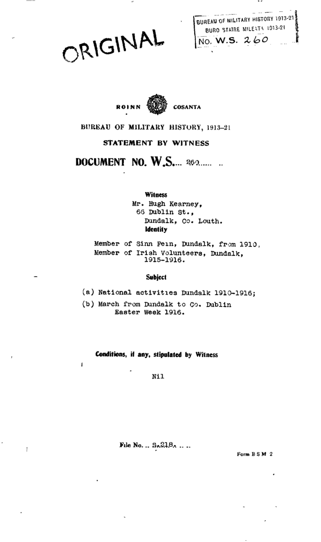 Roinn Cosata Bureau of Military History, 1913-21