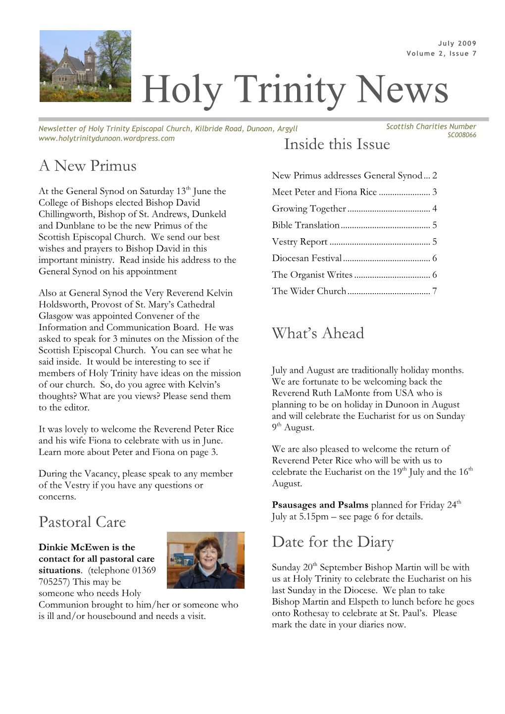 July 2009 Volume 2, Issue 7 Holy Trinity News