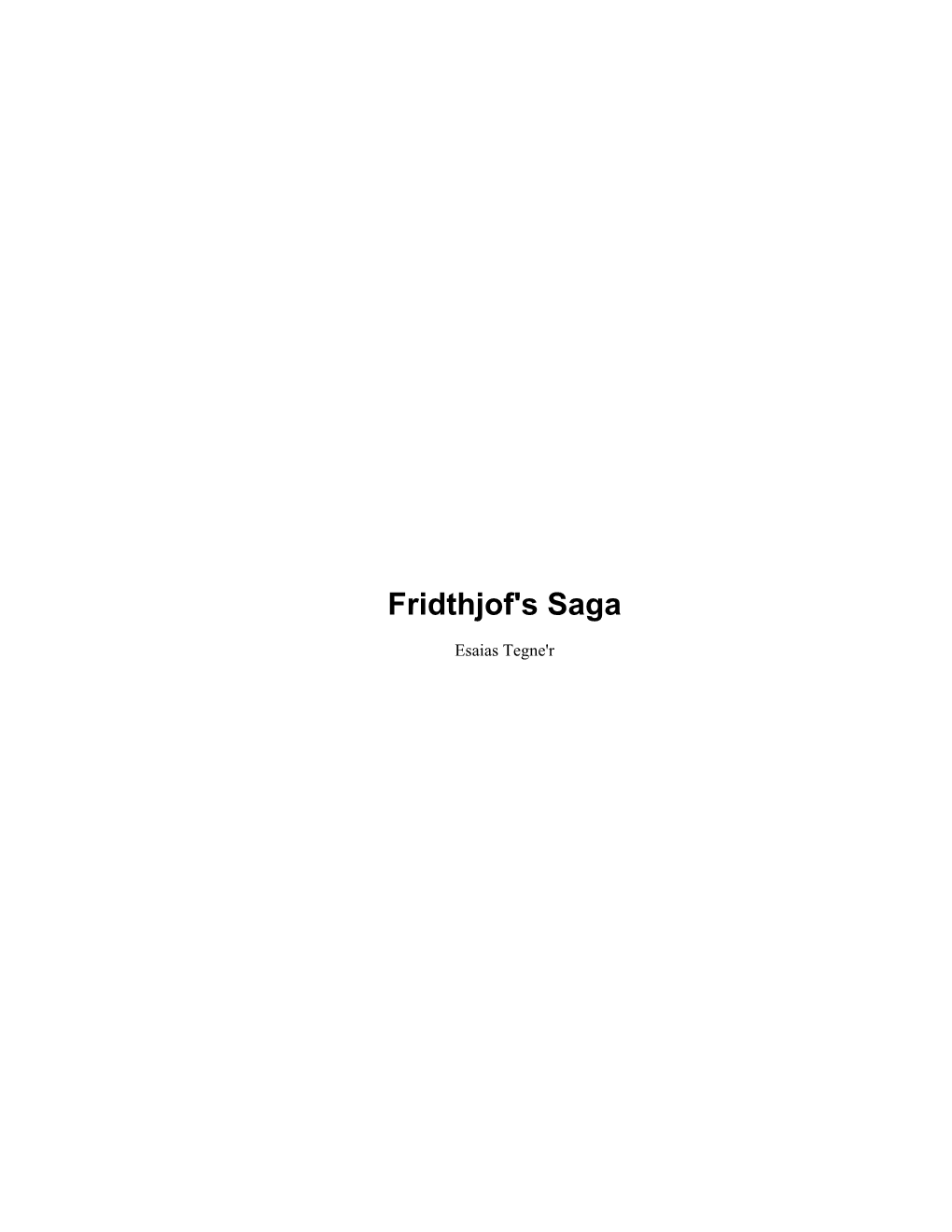 Fridthjof's Saga