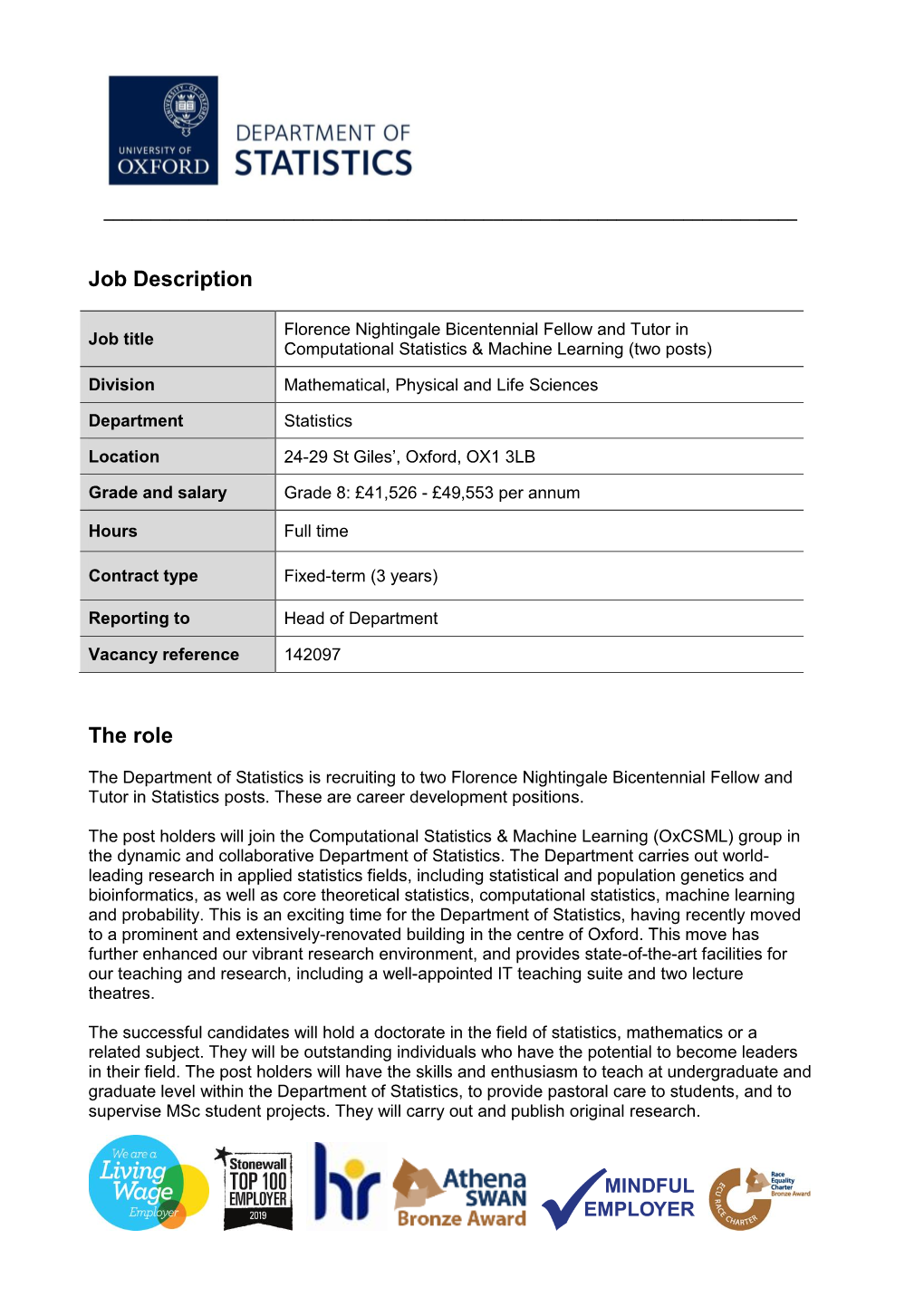 Job Description and Person Specificationselection Criteria