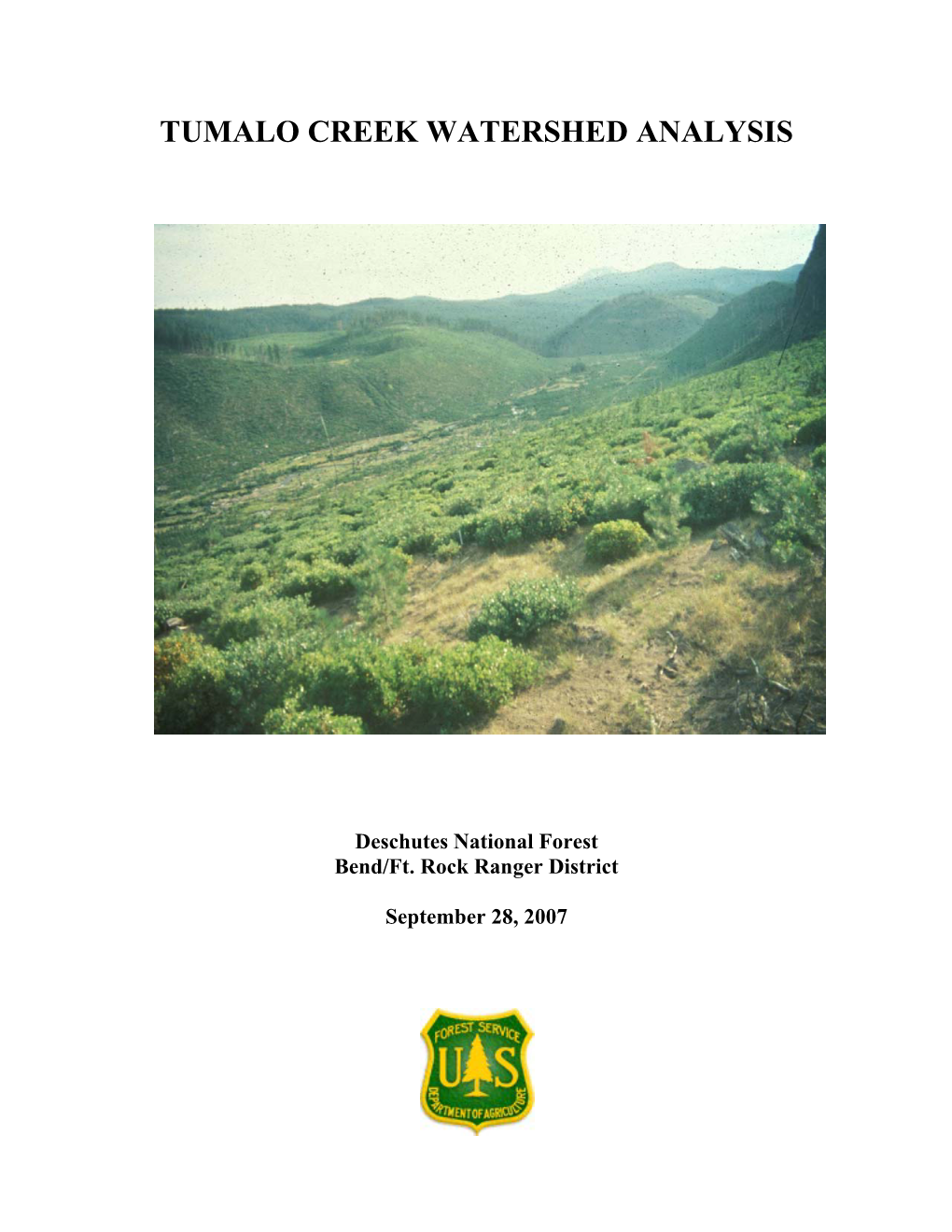 Tumalo Creek Watershed Analysis