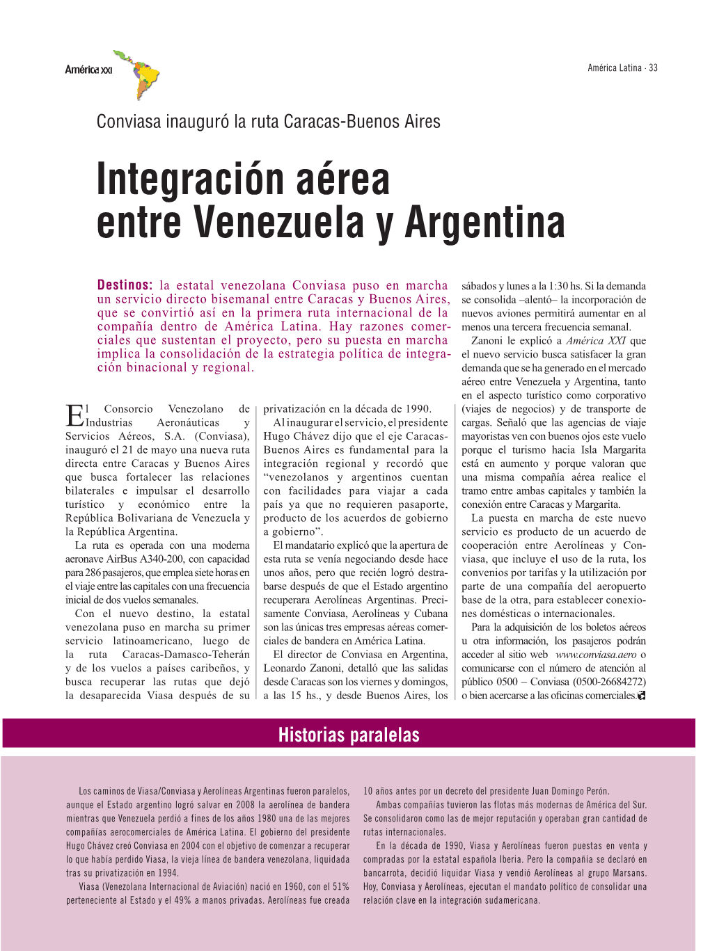 Integración Aérea Entre Venezuela Y Argentina