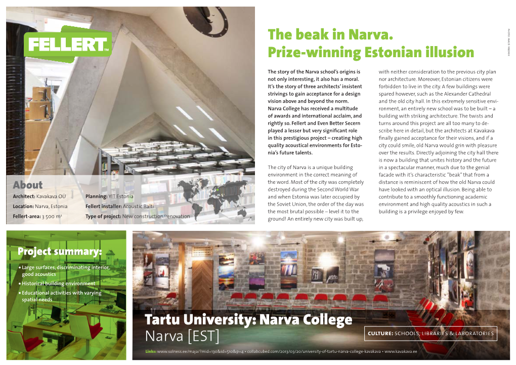 The Beak in Narva. Prize-Winning Estonian Illusion Tartu University: Narva College Narva [EST]