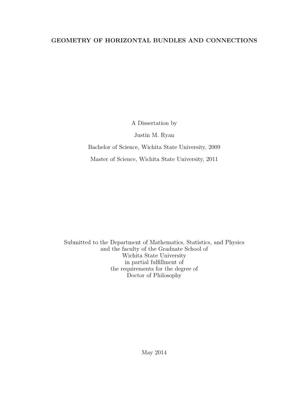 Geometry of Horizontal Bundles and Connections A