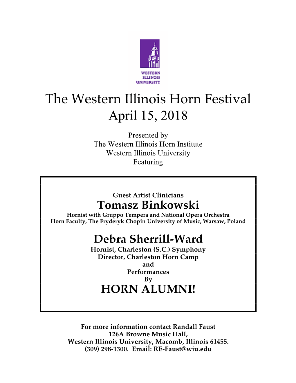 WIU Horn Festival 2018 Registration Form