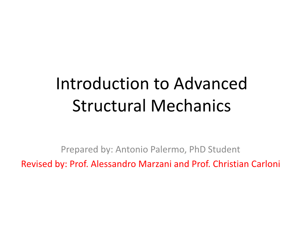 Introduction to Advanced Structural Mechanics