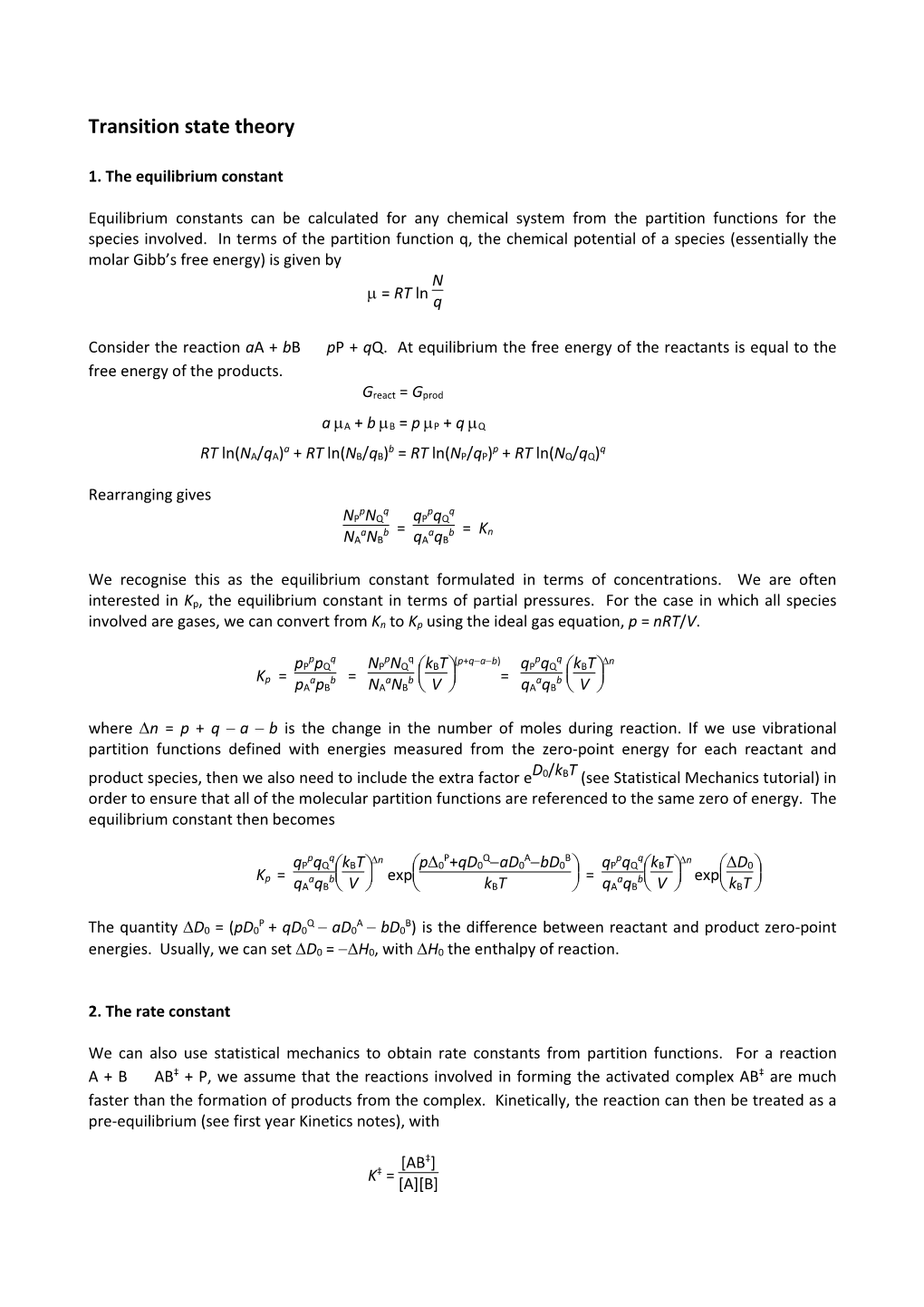 Transition State Theory