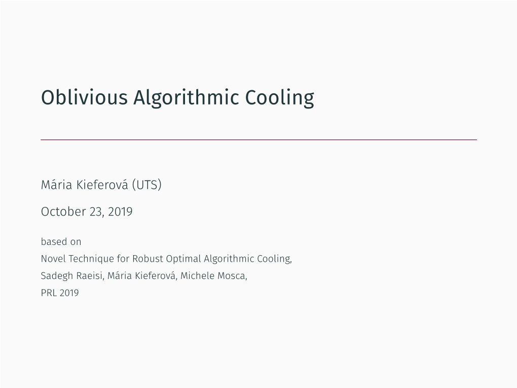 Oblivious Algorithmic Cooling