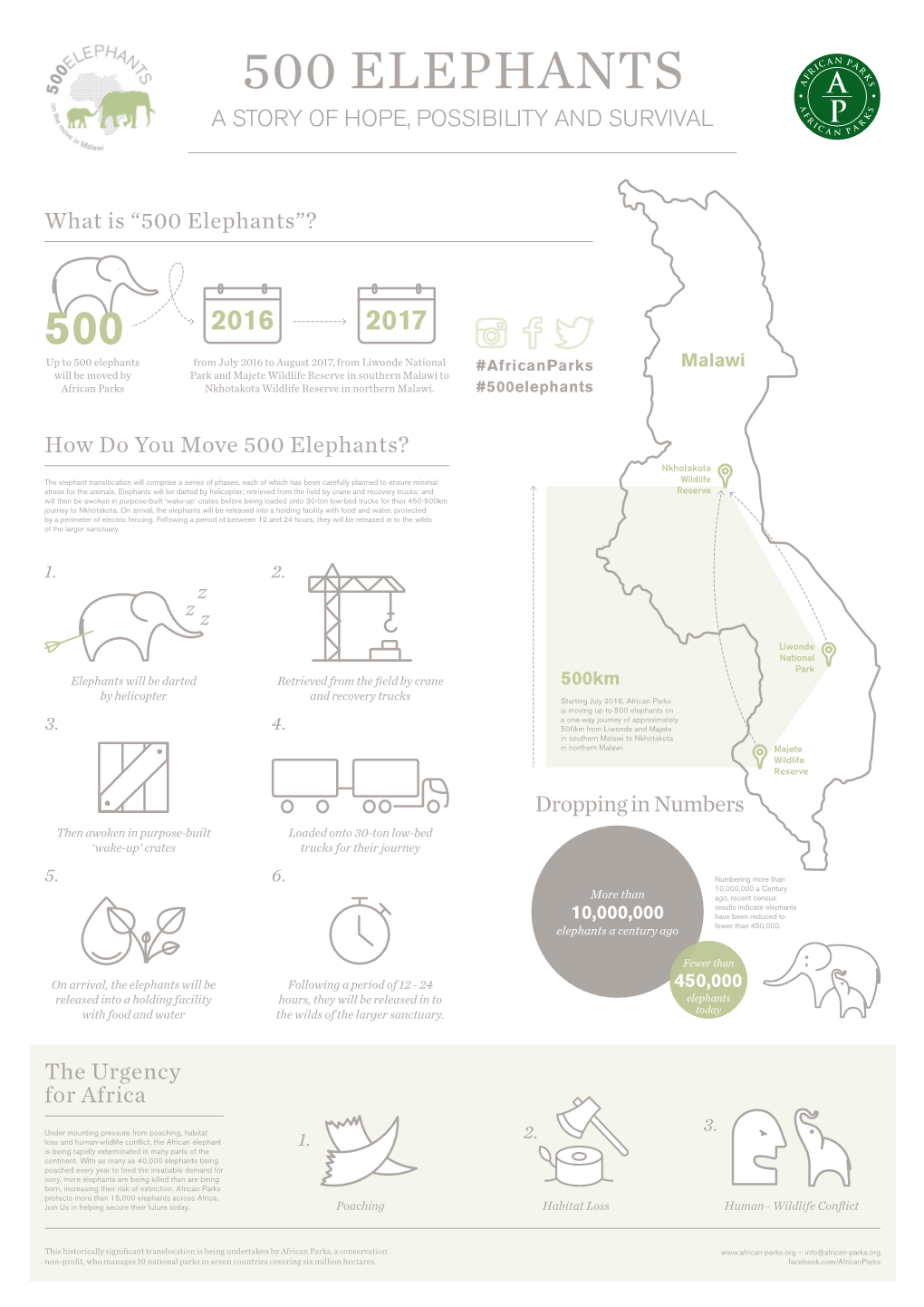 A STORY of HOPE, POSSIBILITY and SURVIVAL What Is “500 Elephants”? How Do You Move 500 Elephants? the Urgency for Africa