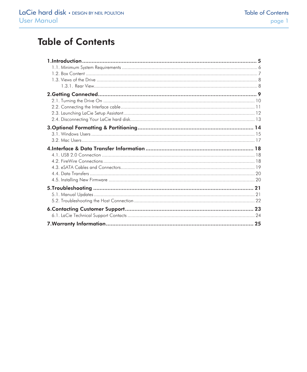 Table of Contents User Manual Page 1
