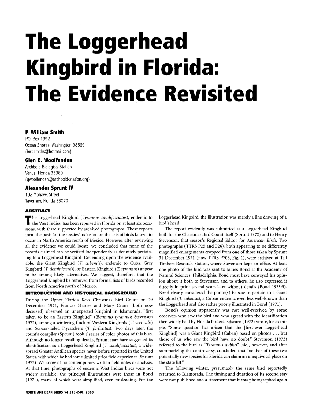 The Loggerhead Kingbird in Florida: the Evidence Revisited